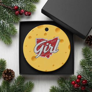 Buckeye Girl Ohio Home State Ceramic Ornament TS11 1pc Yellow Cheese Print Your Wear