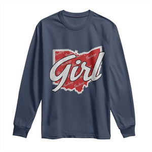 Buckeye Girl Ohio Home State Long Sleeve Shirt TS11 Navy Print Your Wear