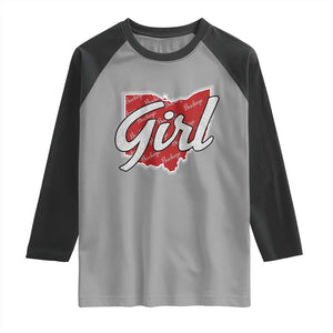 Buckeye Girl Ohio Home State Raglan Shirt TS11 Sport Gray Black Print Your Wear