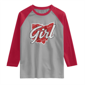 Buckeye Girl Ohio Home State Raglan Shirt TS11 Sport Gray Red Print Your Wear