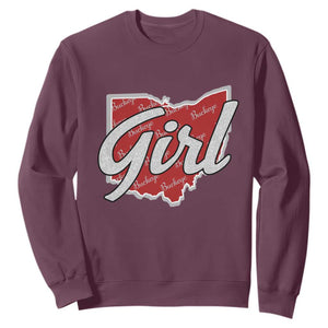 Buckeye Girl Ohio Home State Sweatshirt TS11 Maroon Print Your Wear