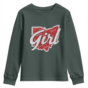 Buckeye Girl Ohio Home State Youth Sweatshirt TS11 Dark Forest Green Print Your Wear
