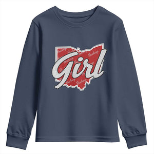 Buckeye Girl Ohio Home State Youth Sweatshirt TS11 Navy Print Your Wear