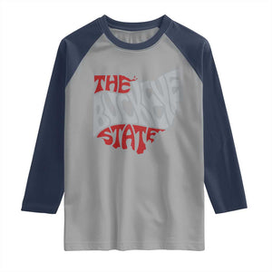 Funny Ohio Pride The Buckeye State Raglan Shirt Map Of Ohio State TS11 Sport Gray Navy Print Your Wear
