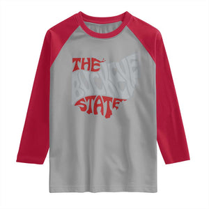 Funny Ohio Pride The Buckeye State Raglan Shirt Map Of Ohio State TS11 Sport Gray Red Print Your Wear