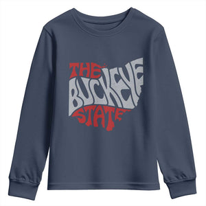 Funny Ohio Pride The Buckeye State Youth Sweatshirt Map Of Ohio State TS11 Navy Print Your Wear