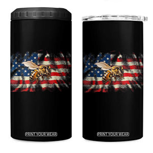 Patriotic Beekeeper 4 in 1 Can Cooler Tumbler Bee American Flag Beekeeping TS11 One Size: 16 oz Black Print Your Wear