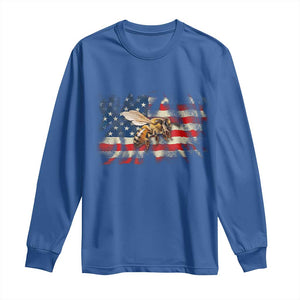Patriotic Beekeeper Long Sleeve Shirt Bee American Flag Beekeeping TS11 Royal Blue Print Your Wear