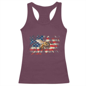 Patriotic Beekeeper Racerback Tank Top Bee American Flag Beekeeping TS11 Maroon Print Your Wear