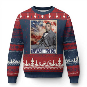 Booker Taliaferro Washington Ugly Christmas Sweater African American Educator Black History Month TS11 Navy Red Print Your Wear