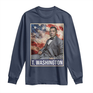 Booker Taliaferro Washington Long Sleeve Shirt African American Educator Black History Month TS11 Navy Print Your Wear