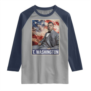 Booker Taliaferro Washington Raglan Shirt African American Educator Black History Month TS11 Sport Gray Navy Print Your Wear