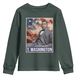 Booker Taliaferro Washington Youth Sweatshirt African American Educator Black History Month TS11 Dark Forest Green Print Your Wear
