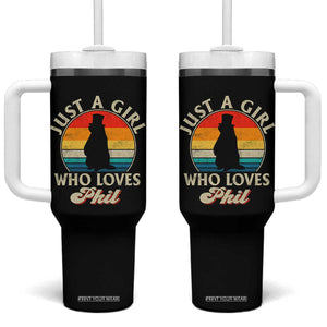 Funny Just A Girl Who Loves Phil Groundhog Tumbler With Handle Punxsy Woodchuck Day Lover TS11 One Size: 40 oz Black Print Your Wear