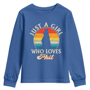 Funny Just A Girl Who Loves Phil Groundhog Youth Sweatshirt Punxsy Woodchuck Day Lover TS11 Royal Blue Print Your Wear