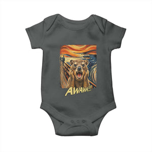 Funny Awawa Hyrax Baby Onesie The Scream Art Oddly Specific Meme Animal TS11 Dark Heather Print Your Wear