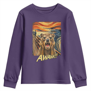 Funny Awawa Hyrax Youth Sweatshirt The Scream Art Oddly Specific Meme Animal TS11 Purple Print Your Wear