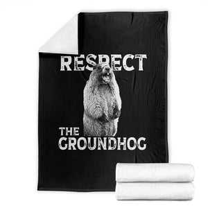 Funny Respect The Groundhog Throw Blanket Screaming Woodchuck Meme Groundhog Day TS11 Black Print Your Wear