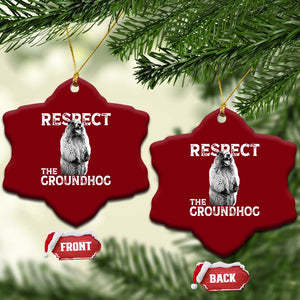 Funny Respect The Groundhog Ceramic Ornament Screaming Woodchuck Meme Groundhog Day TS11 Print Your Wear