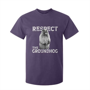 Funny Respect The Groundhog T Shirt For Kid Screaming Woodchuck Meme Groundhog Day TS11 Purple Print Your Wear
