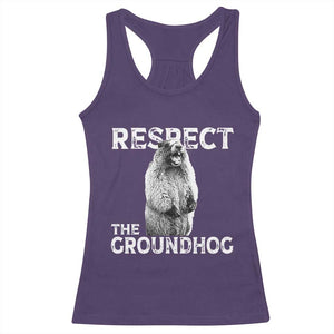 Funny Respect The Groundhog Racerback Tank Top Screaming Woodchuck Meme Groundhog Day TS11 Purple Print Your Wear