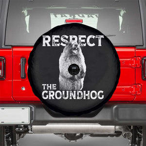 Funny Respect The Groundhog Spare Tire Cover Screaming Woodchuck Meme Groundhog Day TS11 Black Print Your Wear