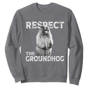 Funny Respect The Groundhog Sweatshirt Screaming Woodchuck Meme Groundhog Day TS11 Charcoal Print Your Wear