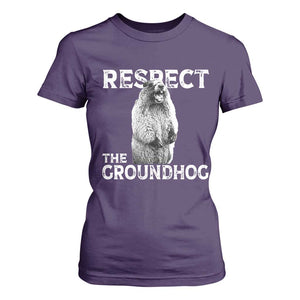 Funny Respect The Groundhog T Shirt For Women Screaming Woodchuck Meme Groundhog Day TS11 Purple Print Your Wear