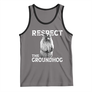 Funny Respect The Groundhog Tank Top Screaming Woodchuck Meme Groundhog Day TS11 Deep Heather Black Print Your Wear