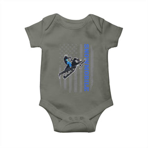 Snowmobile American Flag Snowcross Riding Winter Sport Baby Onesie TS11 Military Green Print Your Wear