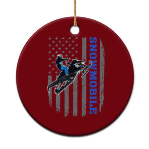 Snowmobile American Flag Snowcross Riding Winter Sport Ceramic Ornament TS11 1pc Red Print Your Wear