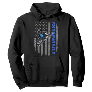 Snowmobile American Flag Snowcross Riding Winter Sport Hoodie TS11 Black Print Your Wear