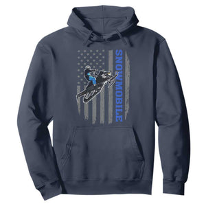 Snowmobile American Flag Snowcross Riding Winter Sport Hoodie TS11 Navy Print Your Wear