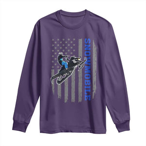 Snowmobile American Flag Snowcross Riding Winter Sport Long Sleeve Shirt TS11 Purple Print Your Wear