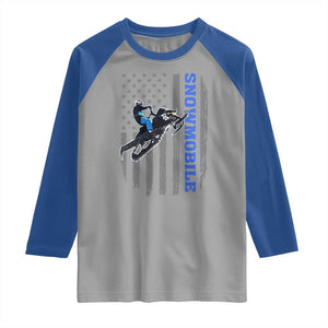 Snowmobile American Flag Snowcross Riding Winter Sport Raglan Shirt TS11 Sport Gray Royal Print Your Wear
