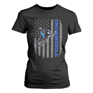 Snowmobile American Flag Snowcross Riding Winter Sport T Shirt For Women TS11 Black Print Your Wear