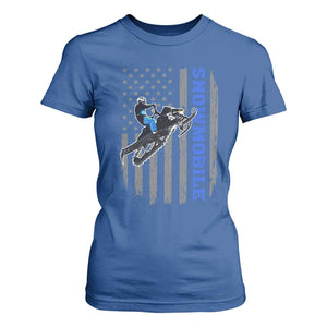 Snowmobile American Flag Snowcross Riding Winter Sport T Shirt For Women TS11 Royal Blue Print Your Wear