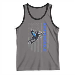 Snowmobile American Flag Snowcross Riding Winter Sport Tank Top TS11 Deep Heather Black Print Your Wear