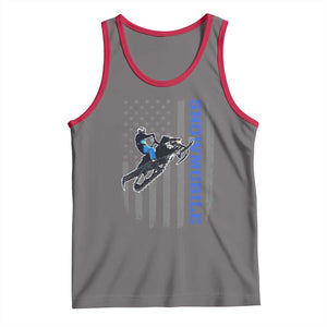 Snowmobile American Flag Snowcross Riding Winter Sport Tank Top TS11 Deep Heather Red Print Your Wear