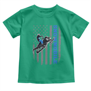 Snowmobile American Flag Snowcross Riding Winter Sport Toddler T Shirt TS11 Irish Green Print Your Wear