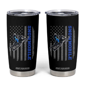 Snowmobile American Flag Snowcross Riding Winter Sport Tumbler Cup TS11 Black Print Your Wear