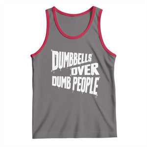 Funny Dumbbells Over Dumb People Tank Top Gym Workout Fitness Motivation TS11 Deep Heather Red Print Your Wear