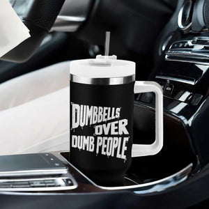 Funny Dumbbells Over Dumb People Tumbler With Handle Gym Workout Fitness Motivation TS11 Print Your Wear