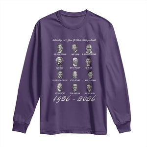 Celebrating 100 Years Of Black History Month 1926 2026 Long Sleeve Shirt Black Leaders TS11 Purple Print Your Wear