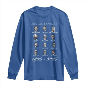 Celebrating 100 Years Of Black History Month 1926 2026 Long Sleeve Shirt Black Leaders TS11 Royal Blue Print Your Wear