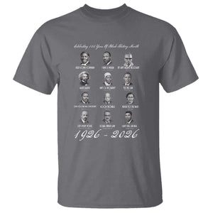 Celebrating 100 Years Of Black History Month 1926 2026 T Shirt Black Leaders TS11 Charcoal Print Your Wear