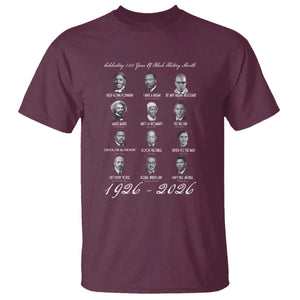 Celebrating 100 Years Of Black History Month 1926 2026 T Shirt Black Leaders TS11 Maroon Print Your Wear