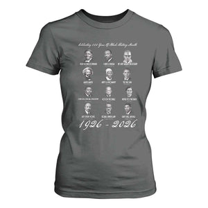Celebrating 100 Years Of Black History Month 1926 2026 T Shirt For Women Black Leaders TS11 Dark Heather Print Your Wear