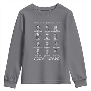 Celebrating 100 Years Of Black History Month 1926 2026 Youth Sweatshirt Black Leaders TS11 Charcoal Print Your Wear