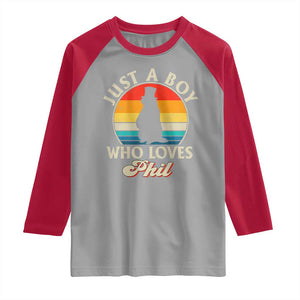 Funny Just A Boy Who Loves Phil Groundhog Raglan Shirt Punxsy Woodchuck Day Lover TS11 Sport Gray Red Print Your Wear